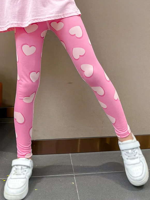 Girl's Heart Print Leggings