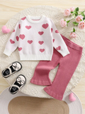 Baby Girl Heart Sweater & Flare Pants Set