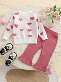 Baby Girl Heart Sweater & Flare Pants Set