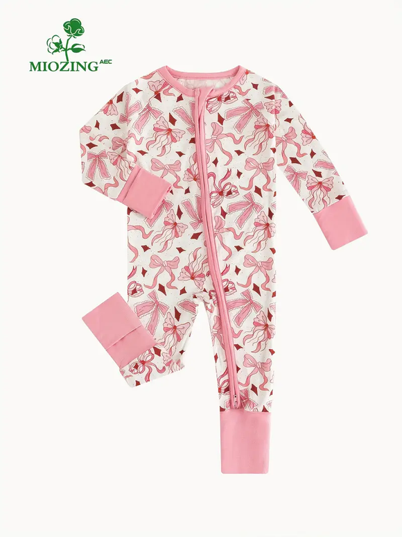 Baby Girl Bow Print Bamboo Pajamas