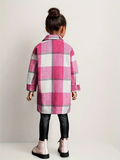 Girl's Pink Plaid Long Shacket