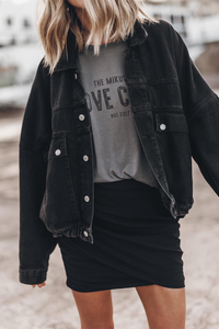 Black Drop Shoulder Denim Jacket