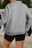 Curvy Grey Textured Snap Buttons Pullover