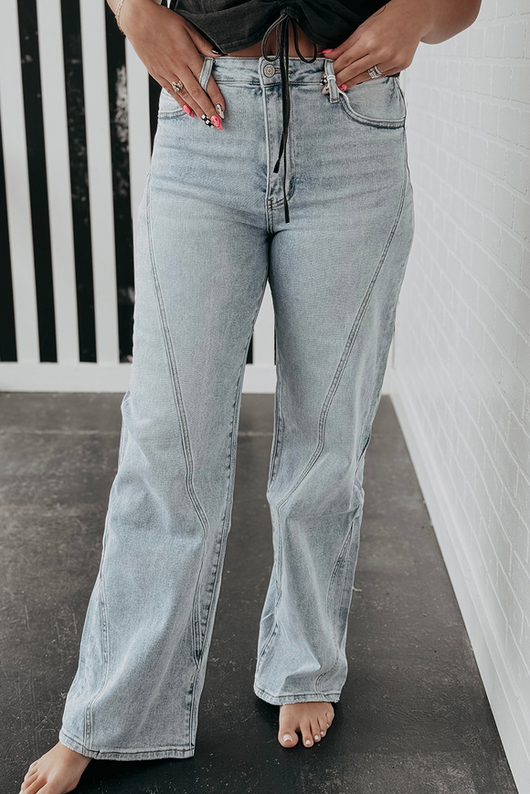 Curvy Blue Light Wash Exposed Seam Jeans