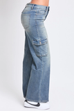 YMI High Rise Wide Leg Skater Cargo Jeans - Vintage Medium Wash