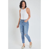 YMI Missy Vintage Wash Straight Ankle Ripped Jean