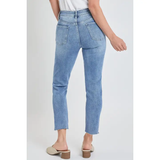 YMI Missy Vintage Wash Straight Ankle Ripped Jean