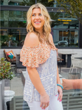 Terracotta Ivory Mixed Print Sleeveless Blouse