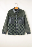 Green Fleece Checkerboard Snap Button Jacket