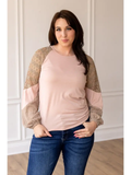 Powder Pink Lace Patch Sleeve Top