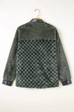 Green Fleece Checkerboard Snap Button Jacket