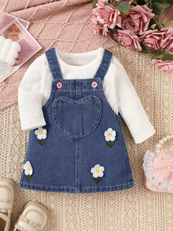 Baby Girl Denim Jumper 2 PC Set