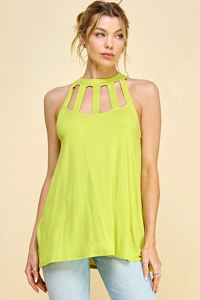 Women Halter Neck Sleeveless Top - Lime