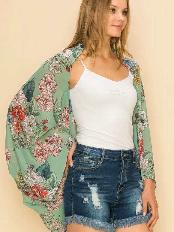 So Sweet Floral Silky Kimono