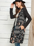 Contrast Aztec Print Soft Pocket Cardigan