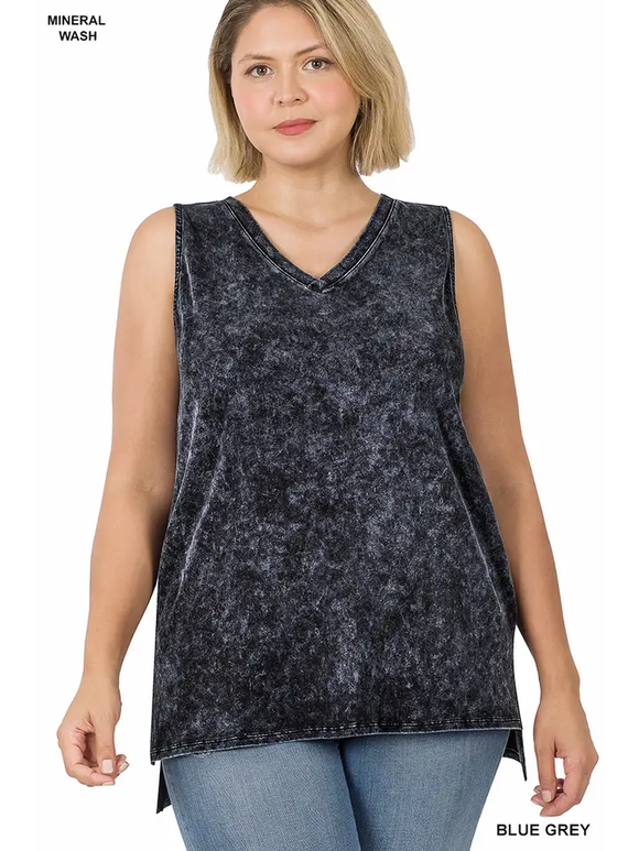 Mineral Wash Tank Top - Blue/Grey