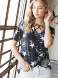 Curvy Tie Dye Star Criss-Cross Top
