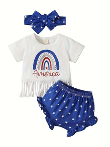 Baby Girl "America" Tassel 3 PC Set