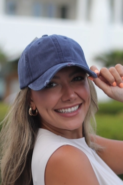Navy Distressed Baseball Cap