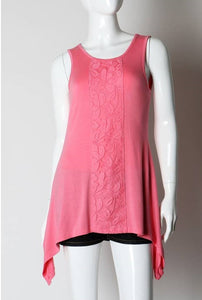 Lace Accent Sidetail Tunic - Pink