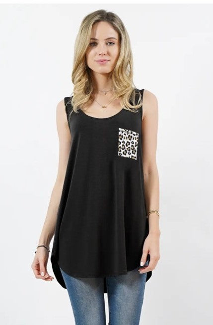 Leopard Pocket Sleeveless Tunic