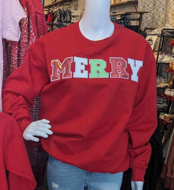 Merry Sequin Graphic Sweatshirt - Family Sizes