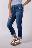 Mica Mid Rise Straight Leg Cuffed Jeans for Women