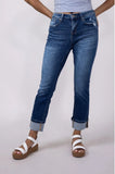 Mica Mid Rise Straight Leg Cuffed Jeans for Women