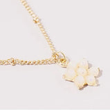 Gold Opal Flower Charm Necklace