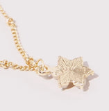 Gold Opal Flower Charm Necklace