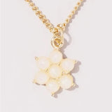 Gold Opal Flower Charm Necklace