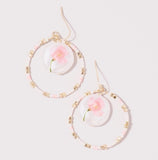 Flower Print Round Drop Earrings