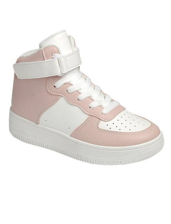 Kid's Pink & White High Top Sneakers