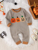 Three Little Pumpkins Striped Knit Romper