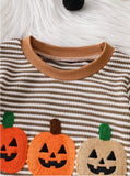 Three Little Pumpkins Striped Knit Romper