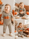 Three Little Pumpkins Striped Knit Romper