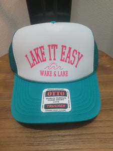 Lake It Easy Printed Teal & White Trucker Hat