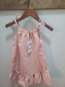 Solid Textured Ruffle Spliced Hem Dress - Light Pink
