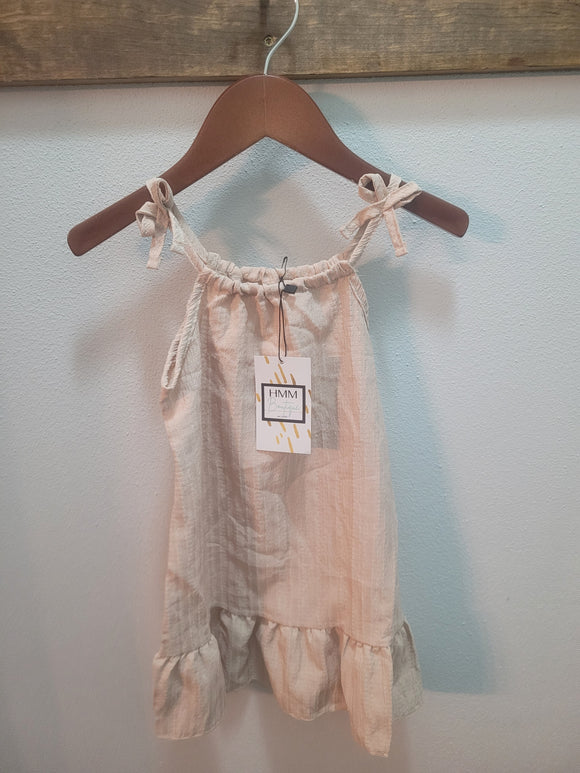 Solid Ruffle Hem Dress - Beige