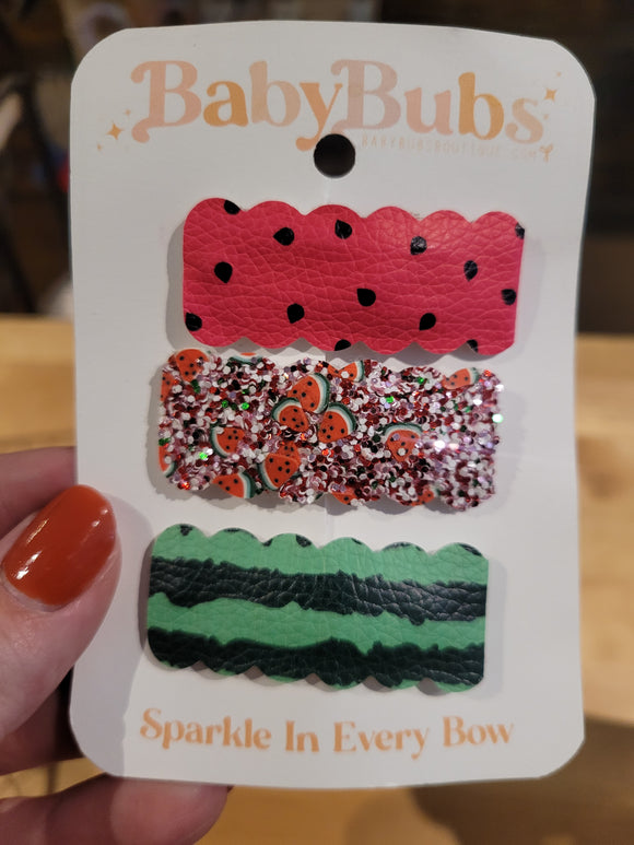 Watermelon Snap Clips - Set of 3
