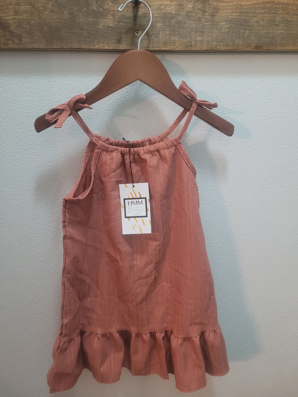 Solid Ruffle Hem Dress - Brown