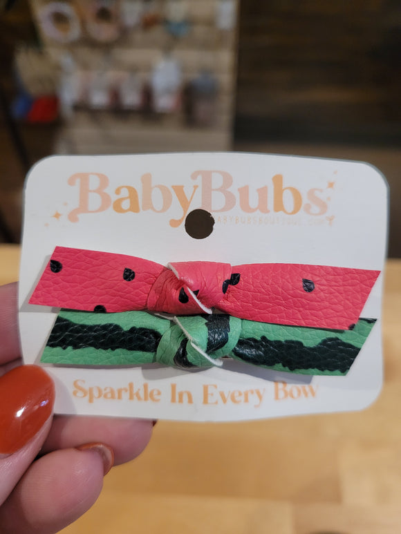 Watermelon Knotted Hair Clips - Set of 2