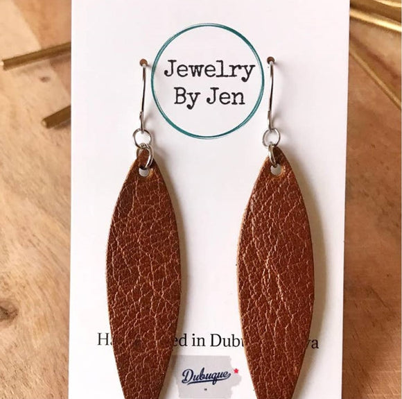 Skinny Leaf Earrings: Brown