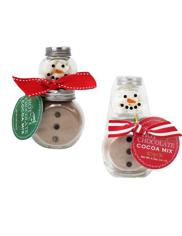 2 Stack Glass Jar - Snowman Cocoa Set