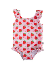 Baby Ruffled One Piece Swimsuit - Strawberry