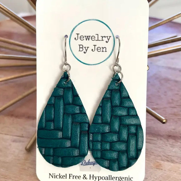 Medium Teardrop: Dark Teal Weaved