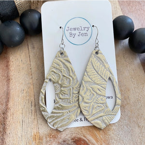 Side Cutout Teardrop Earrings: Tooled