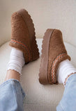 Chestnut Teddy Faux Fur Flatform Slippers