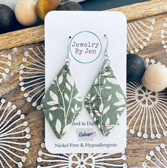 Lora Earrings: Green/White Willow