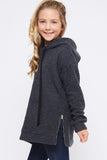 Girl's Charcoal Side-Zip Hoodie